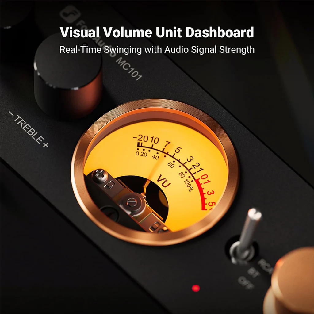 Fosi Audio MC101 Bluetooth Stereo Amplifier with VU Meter | Mini HiFi Class-D Amp - Image 3