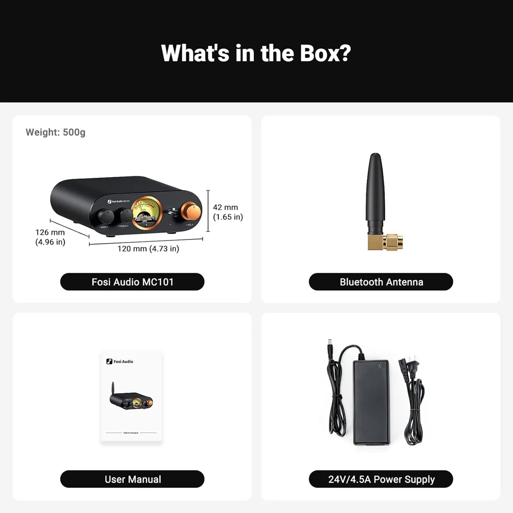 Fosi Audio MC101 Bluetooth Stereo Amplifier with VU Meter | Mini HiFi Class-D Amp - Image 9