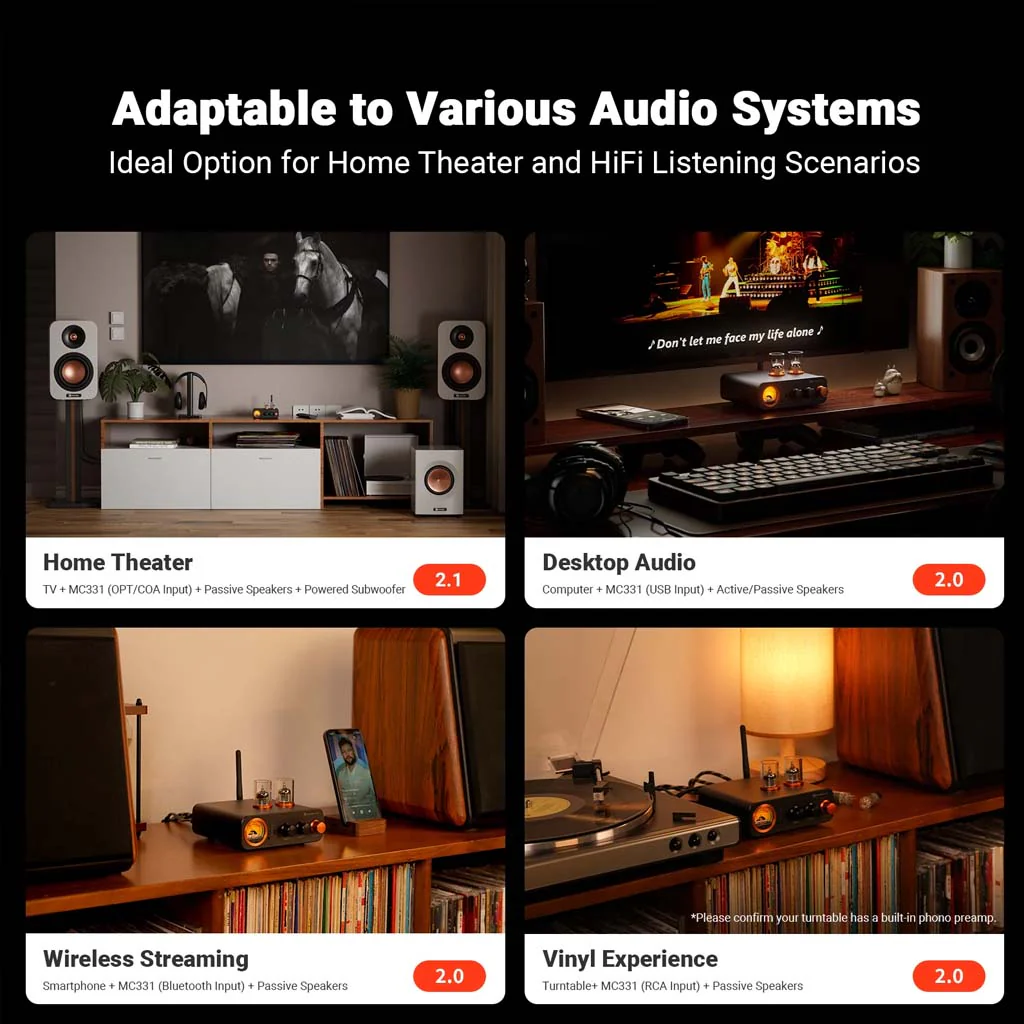 Fosi Audio - MC331 Tube Integrated Bluetooth Amplifier with DAC - Image 4