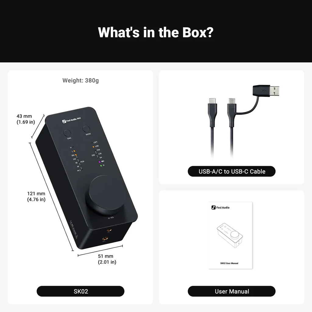 Fosi Audio - SK02 ES9038Q2M Desktop DAC and Headphone Amplifier - Image 10