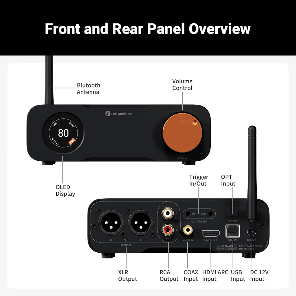 Fosi Audio ZD3 Fully Balanced Desktop DAC with Preamp Functionality - Image 7
