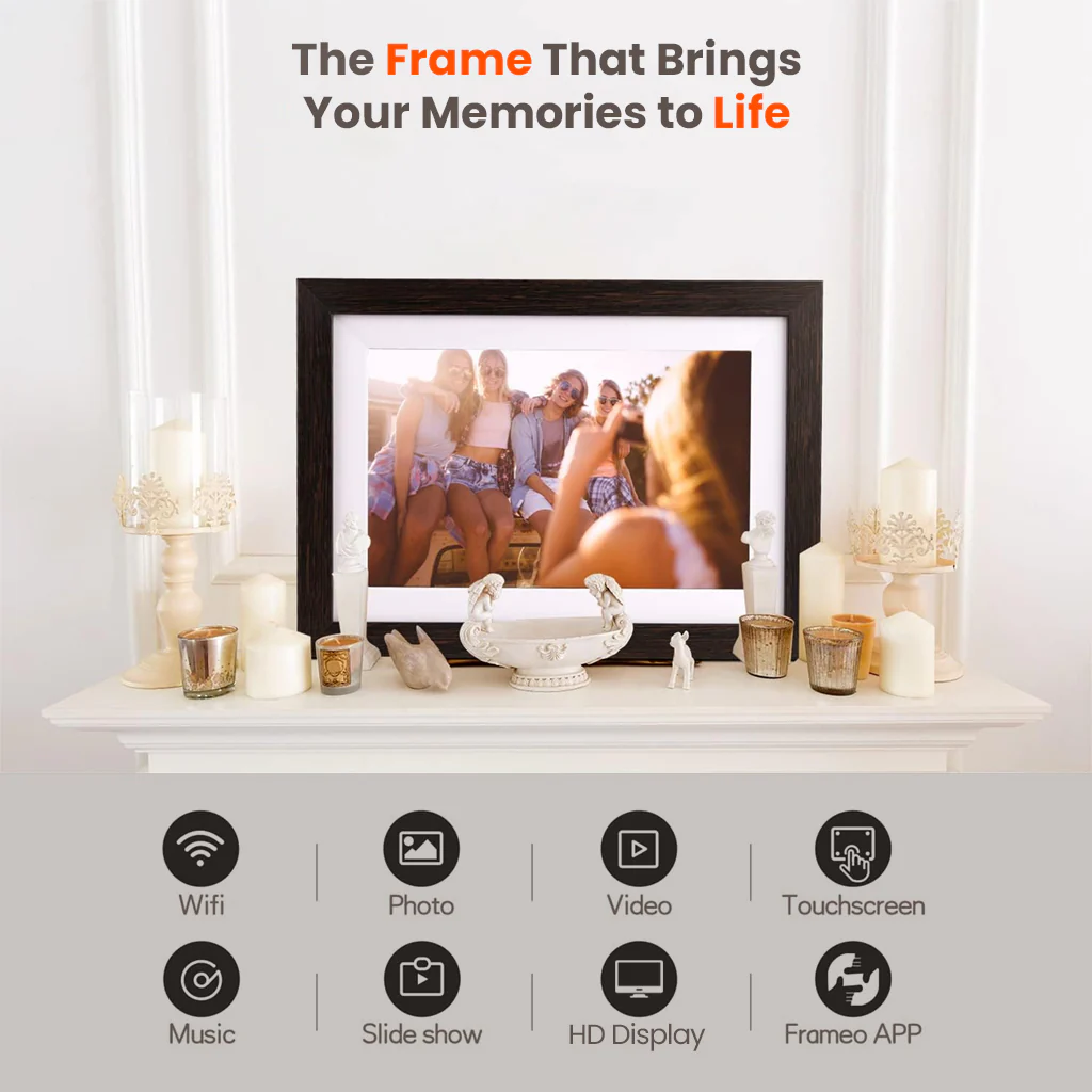 FRAMEO – 32GB 10.1” Wi-Fi Digital Photo Frame with HD Touch Screen & App Control - Image 2