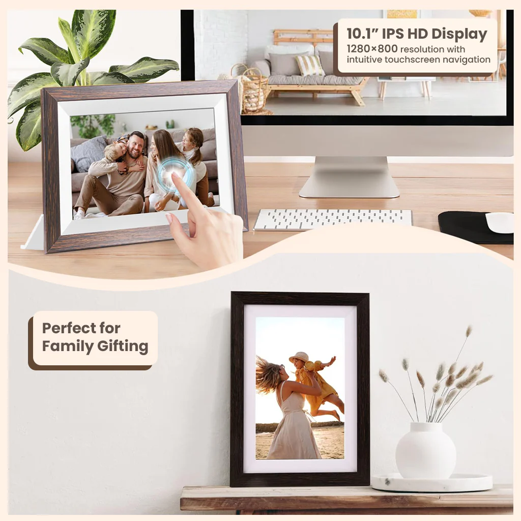 FRAMEO – 32GB 10.1” Wi-Fi Digital Photo Frame with HD Touch Screen & App Control - Image 3