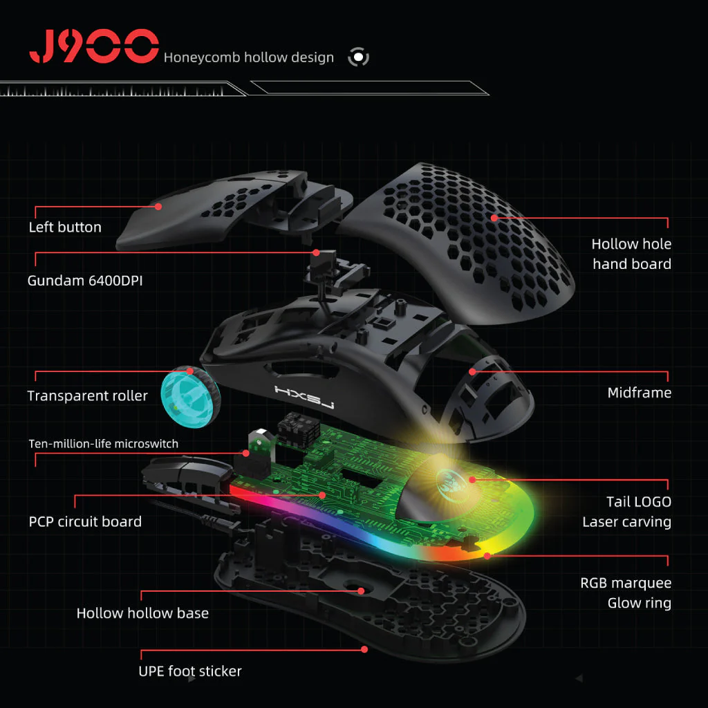 HXSJ - J900 RGB Wired Gaming Mouse - Image 10