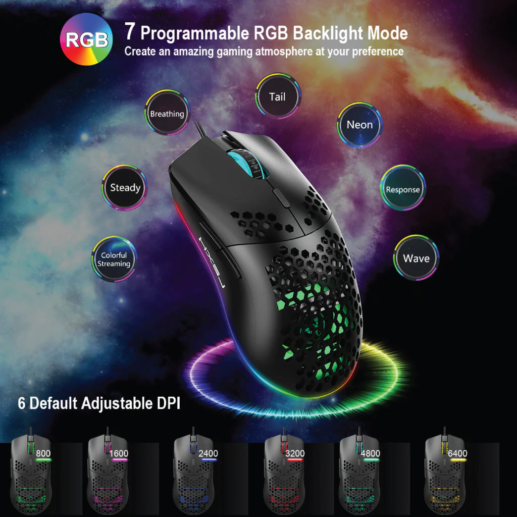 HXSJ - J900 RGB Wired Gaming Mouse - Image 4