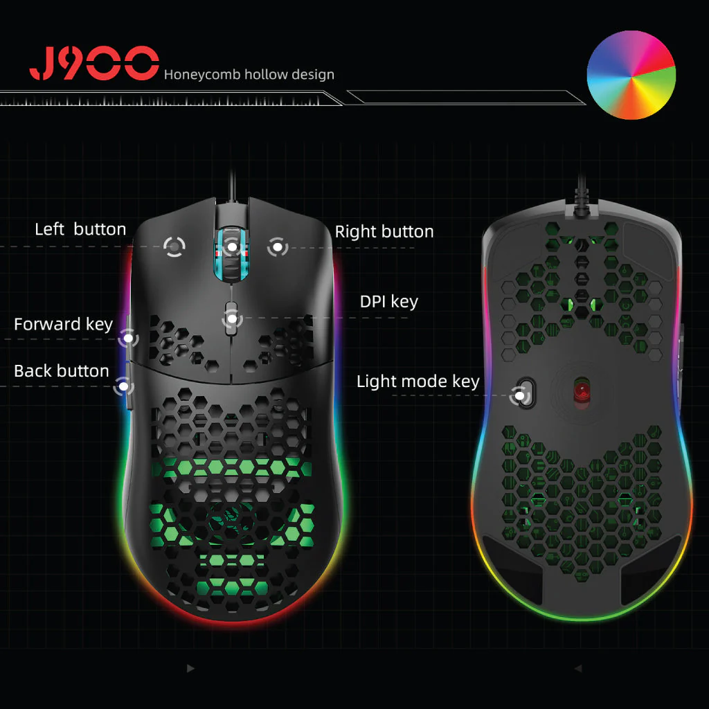 HXSJ - J900 RGB Wired Gaming Mouse - Image 7