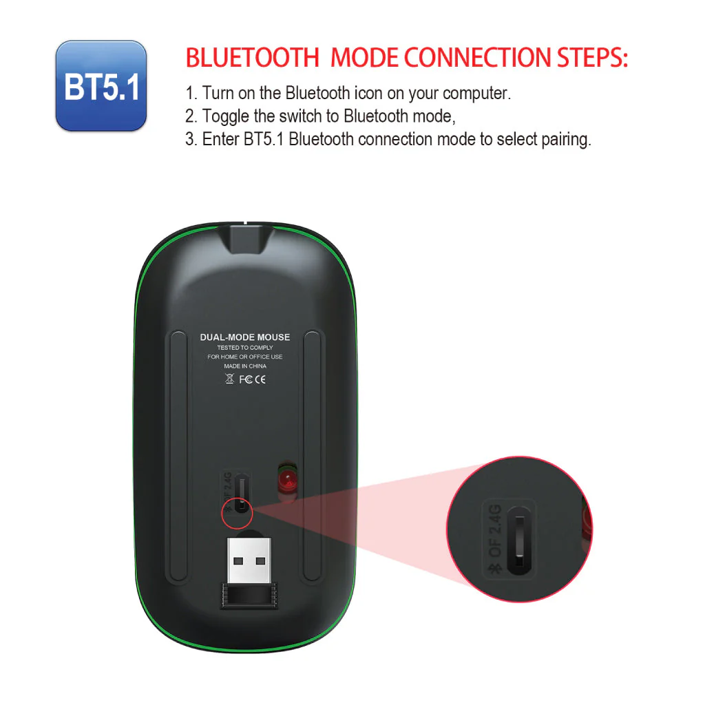 HXSJ - T18  Dual Mode Wireless Mouse - Image 9
