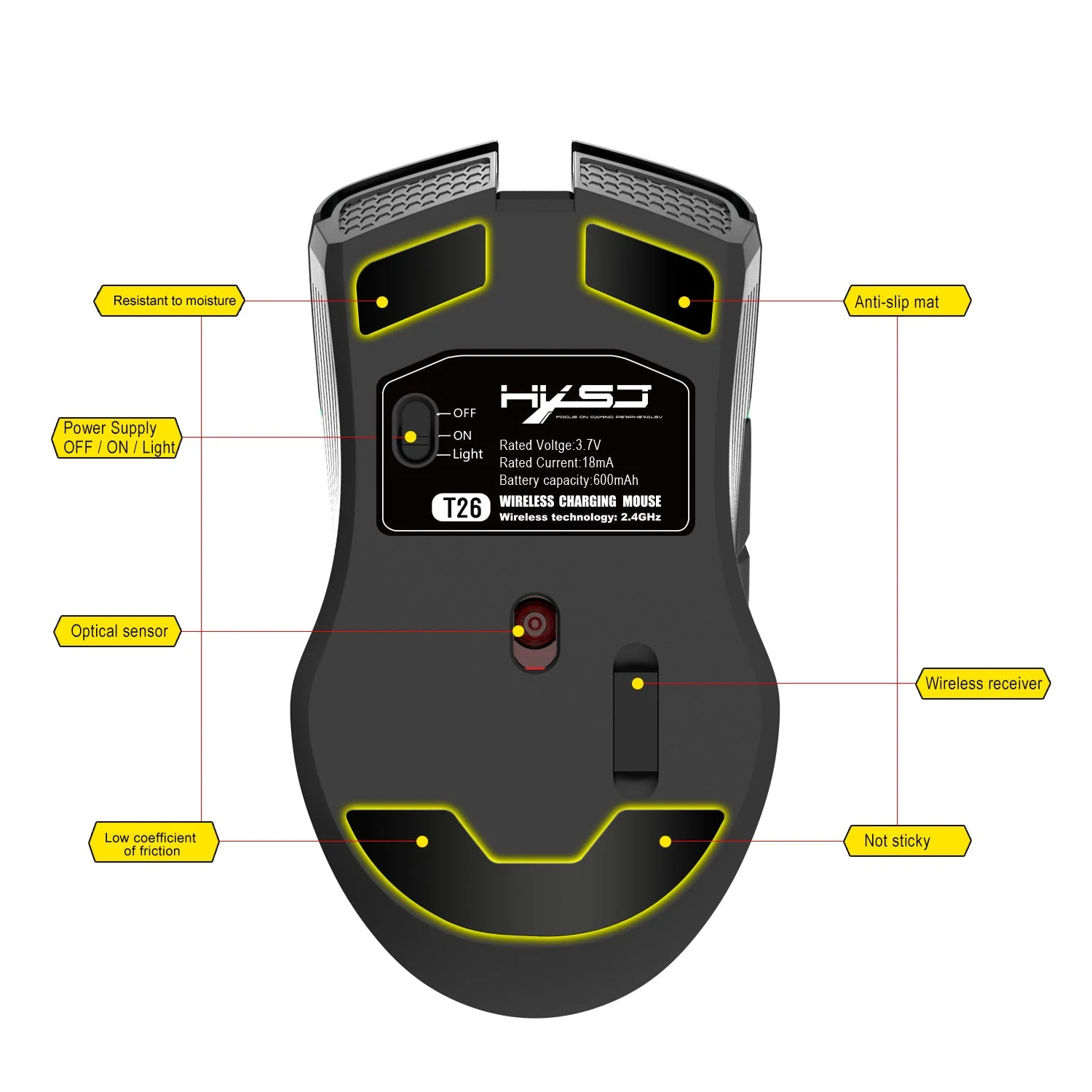 HXSJ - T26 Wireless Gaming Mouse - Image 7