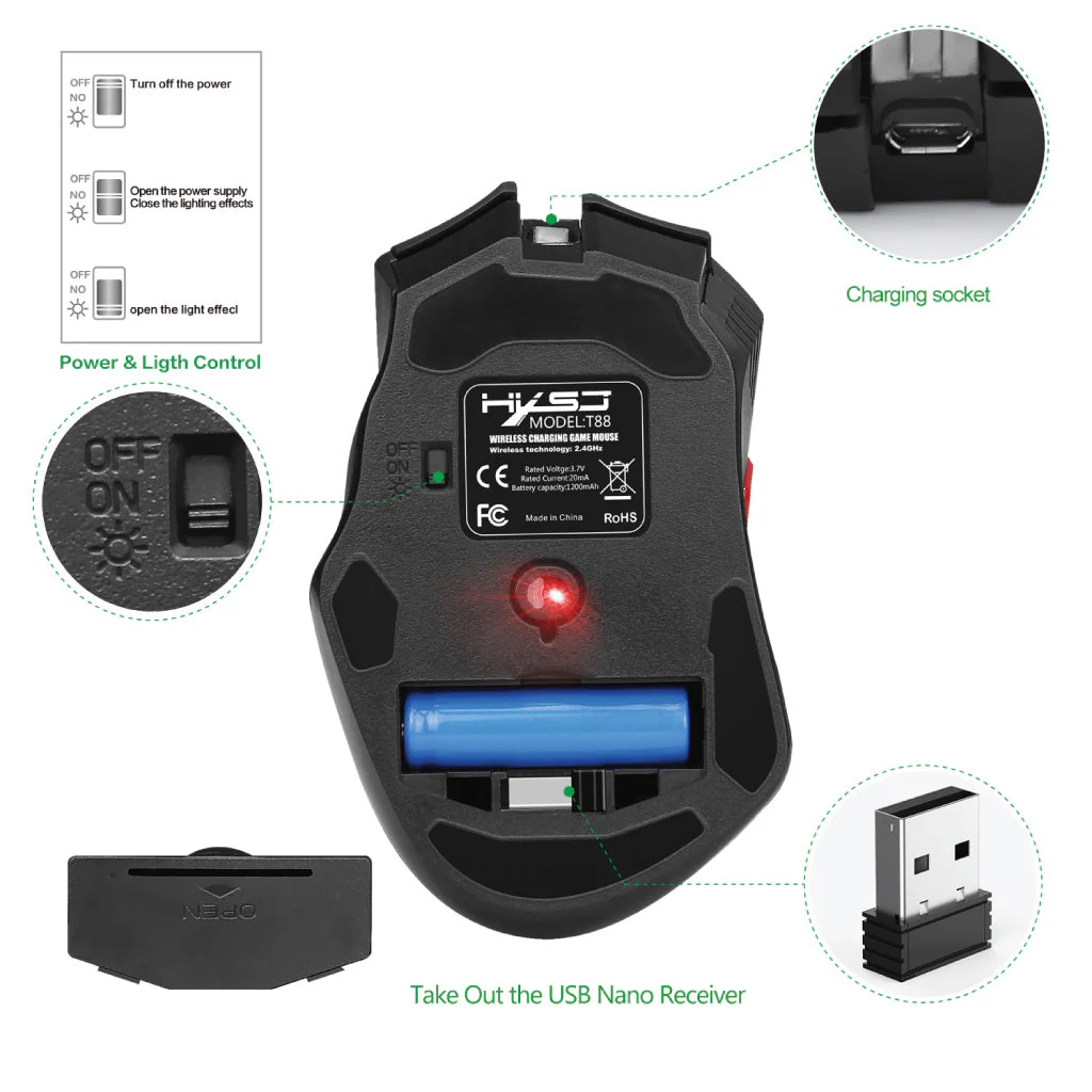 HXSJ - T88 Wireless Gaming Mouse - Image 9