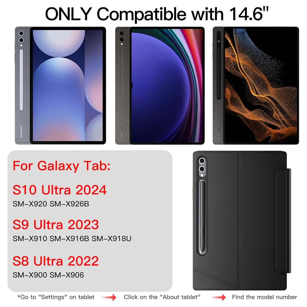 Keyboard Case for Samsung Galaxy Tab S10, S9, S8 Ultra 14.6 inch Cover - Image 2