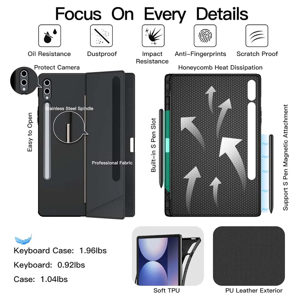 Keyboard Case for Samsung Galaxy Tab S10, S9, S8 Ultra 14.6 inch Cover - Image 3