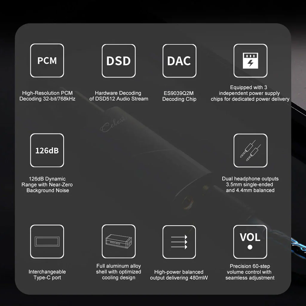 KINERA - Celest CD-20 ES9039Q2M Portable DAC & AMP - Image 10