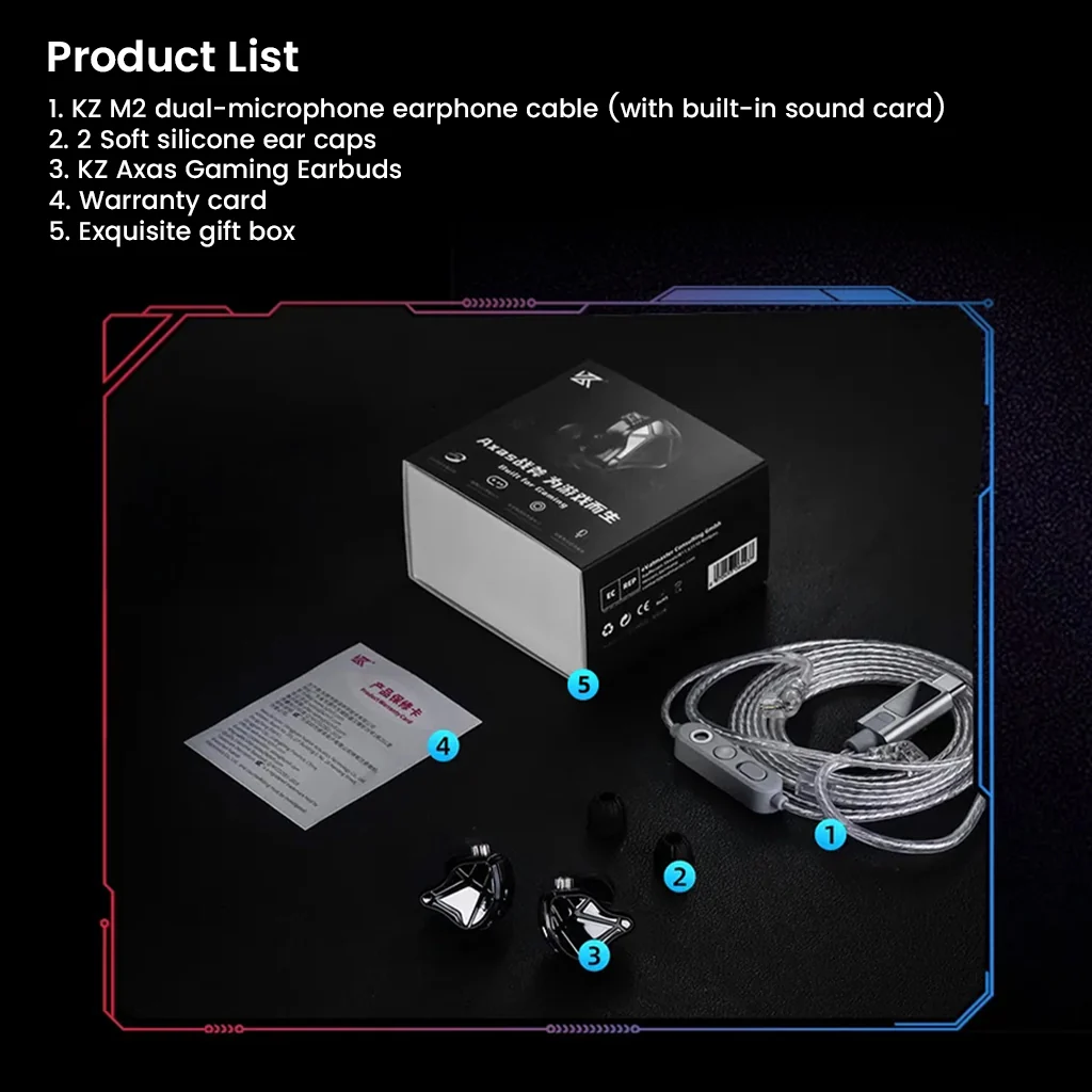 KZ - Axas Gaming IEM with DSP Sound Card & Dual Microphones - Image 20