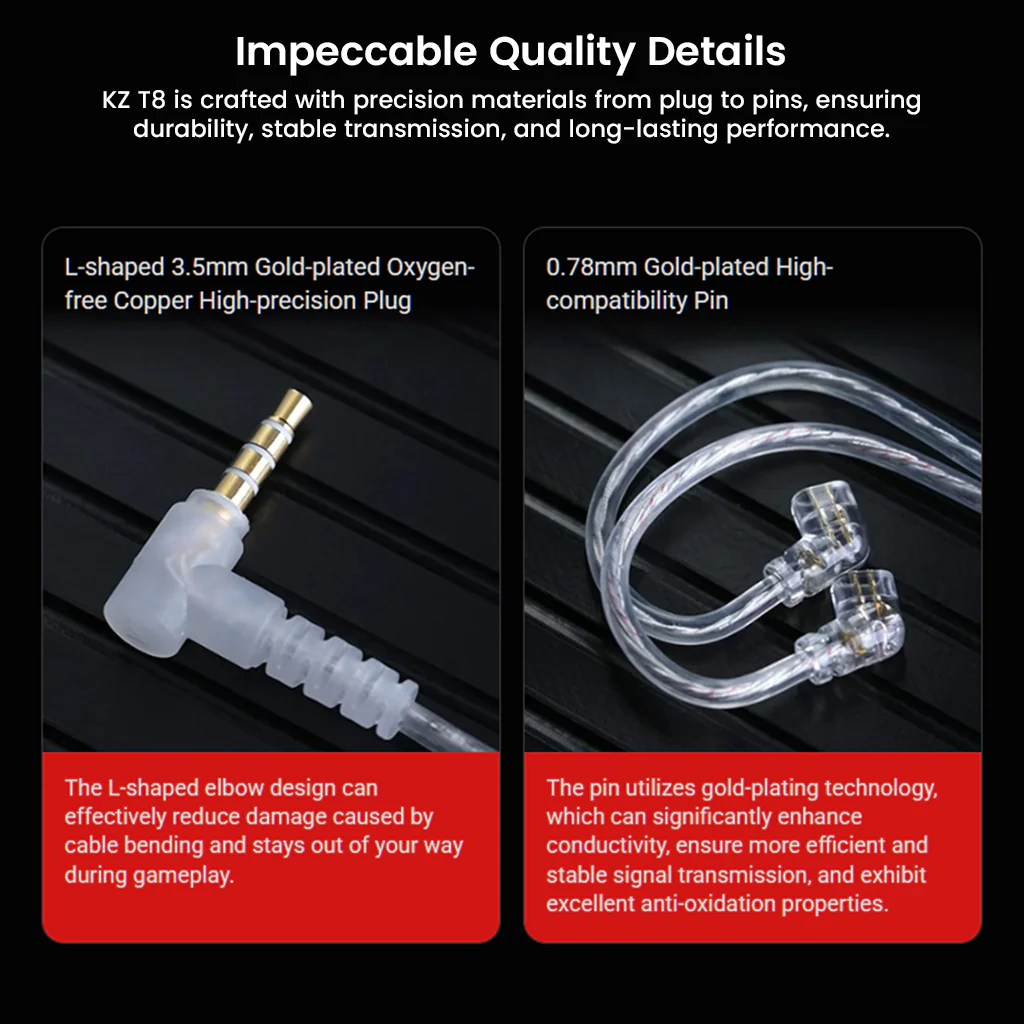 KZ- T8 8-Level Tuning Silver-Plated Upgrade Cable For IEM - Image 10