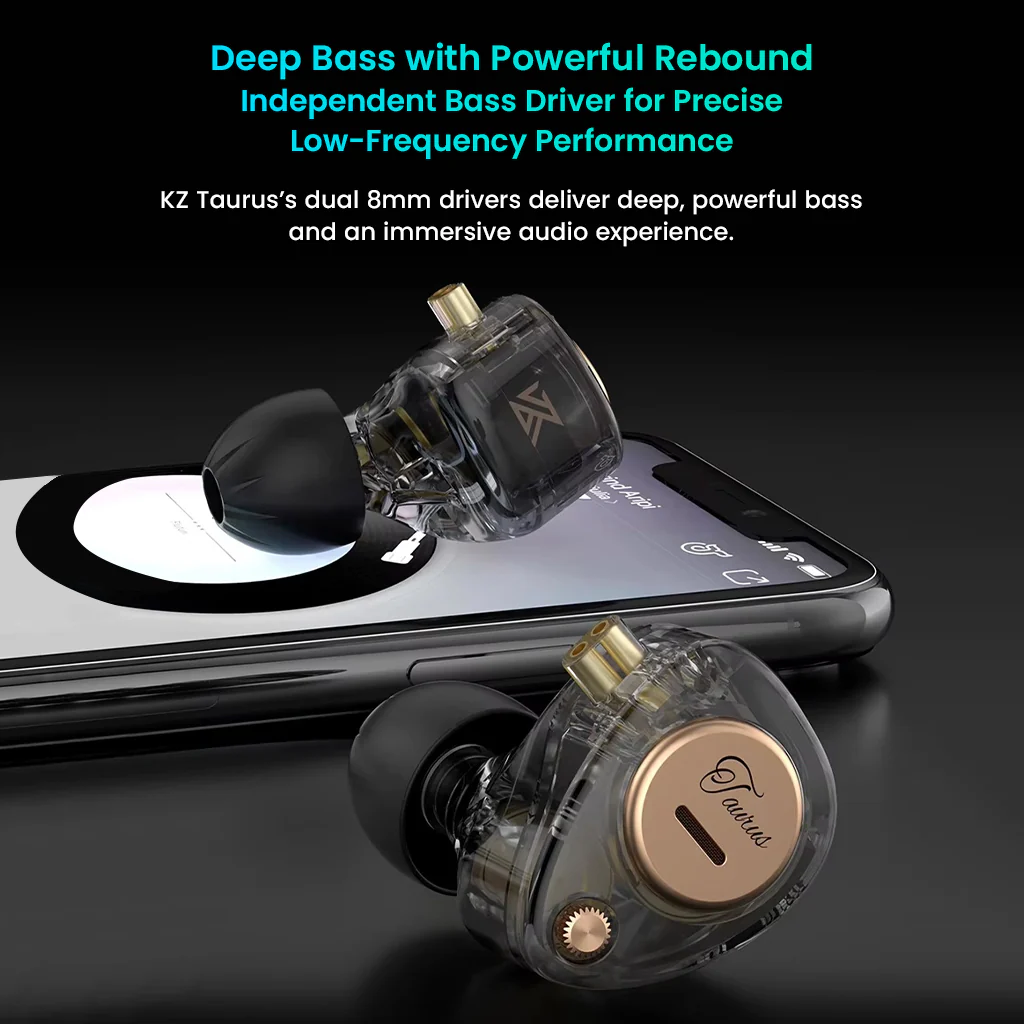 KZ- Taurus Dual 8mm Dynamic Drivers IEM - Image 3