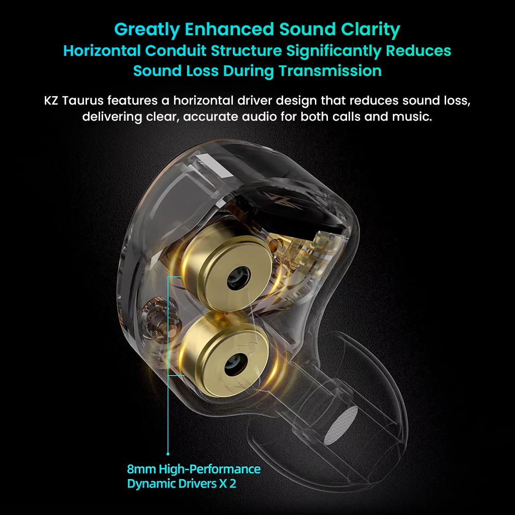 KZ- Taurus Dual 8mm Dynamic Drivers IEM - Image 4