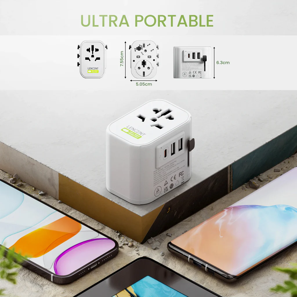 LENCENT 4 in 1 Universal Travel Adapter with Type C Plug Socket - Image 4