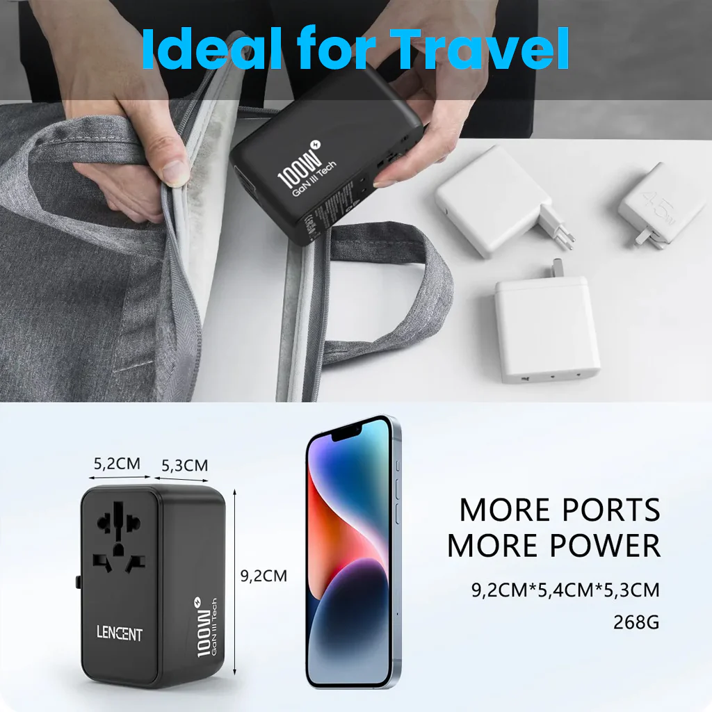 LENCENT GaN III 100W Universal Travel Adapter - Image 7