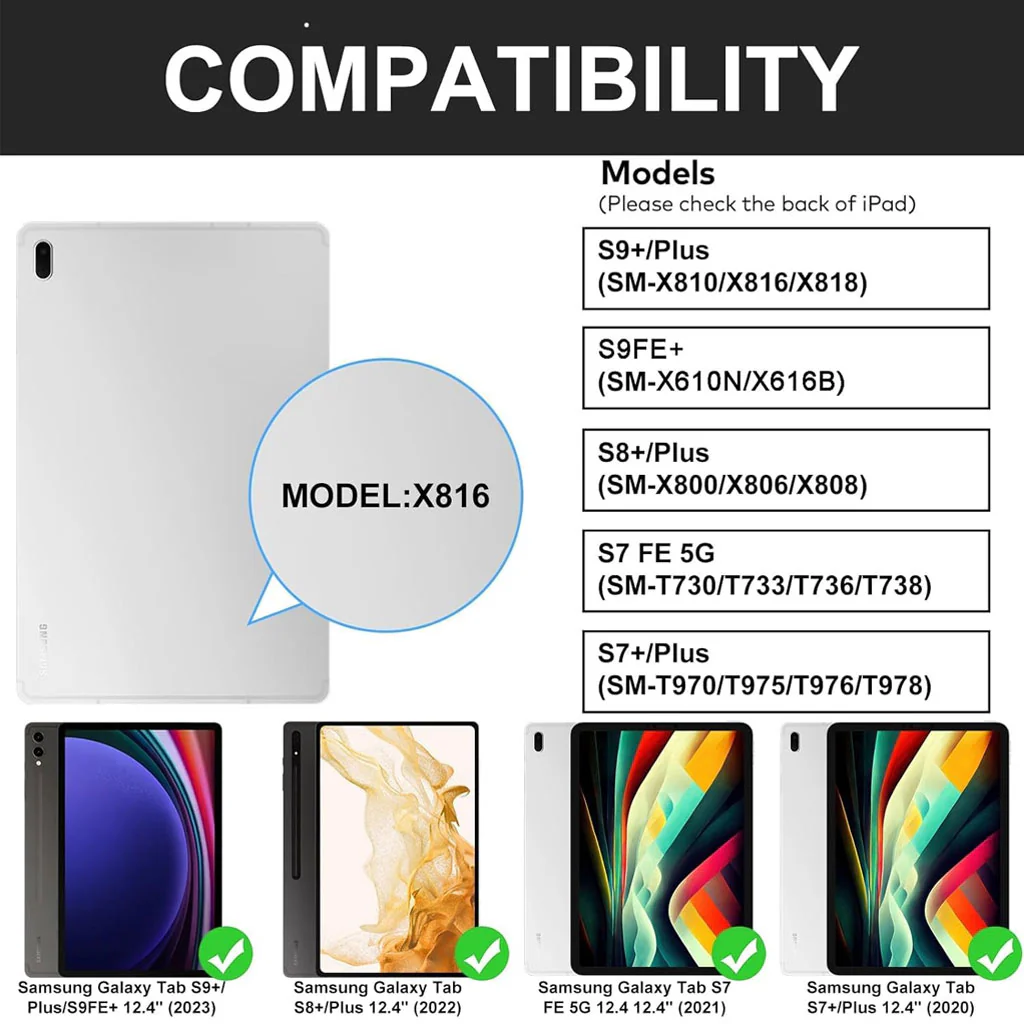 M11P-S9+ Keyboard Case for Samsung Galaxy Tab S10+ Plus/ S9 FE+/ S9 Plus 12.4 - Image 2