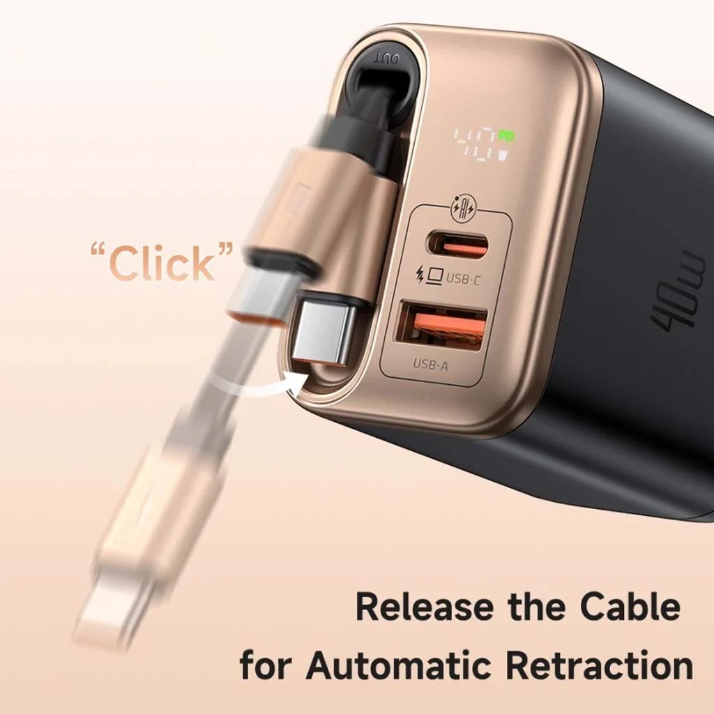 Mcdodo- 40W PD GaN Charger with Type-C Retractable Cable - Image 11