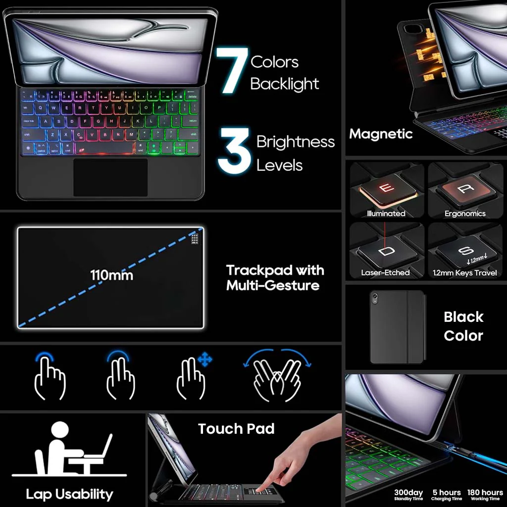 MK-10 Keyboard Case for iPad 11th Gen A16 2025 & iPad 10th Gen 2022 - Image 3