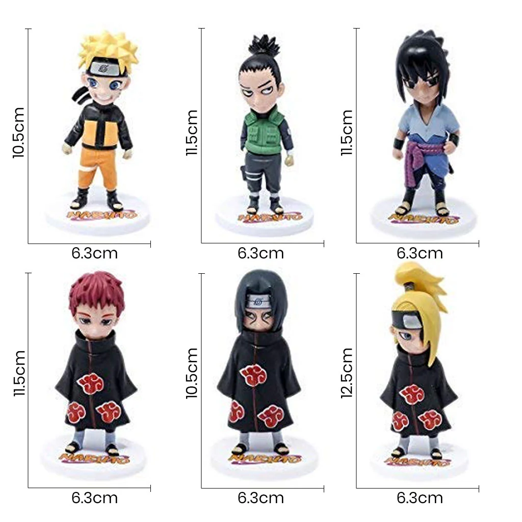 Anime Action Figures Naruto Chibi Figurines Set of 6 - 11.5cm Approx. - Image 3