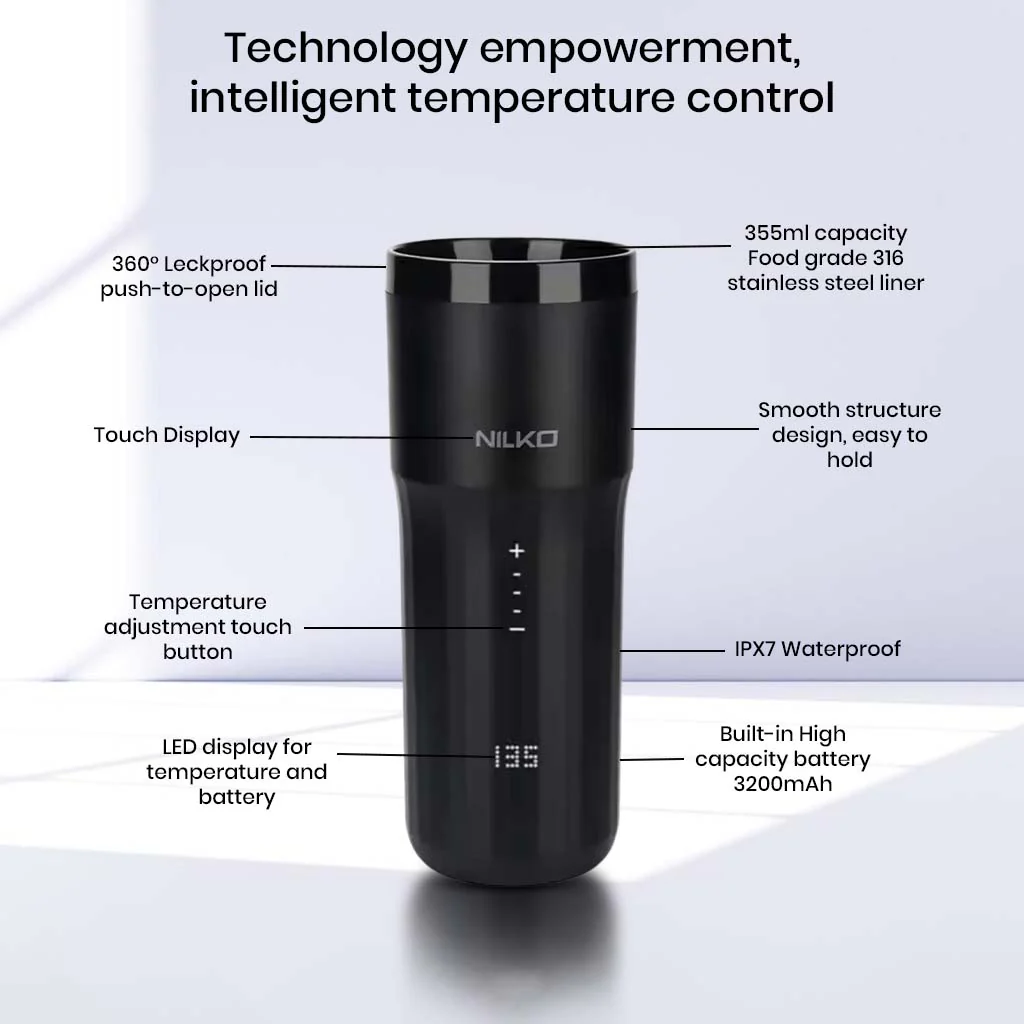 NiLKO N1 Pro 355ml Temperature Control Smart Travel Mug with LED Display - Image 5