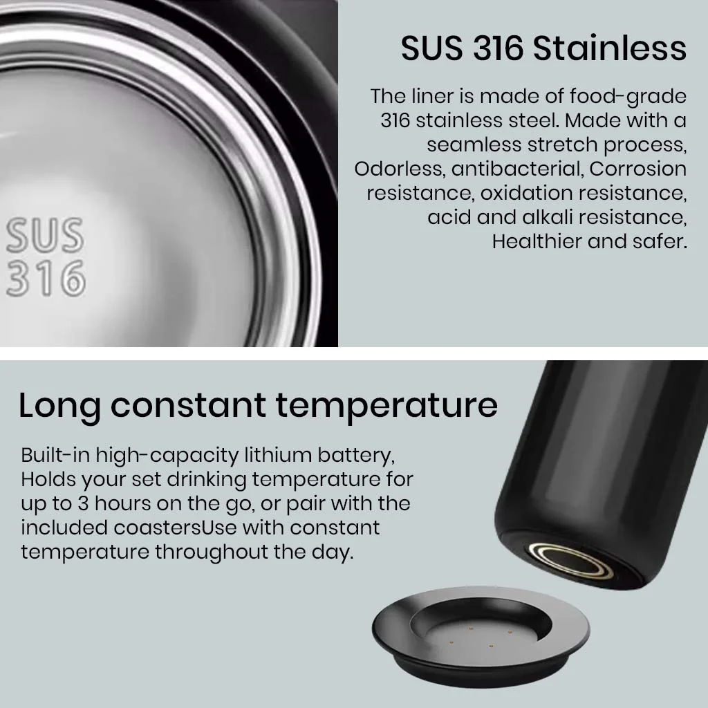 NiLKO N1 Pro 355ml Temperature Control Smart Travel Mug with LED Display - Image 8
