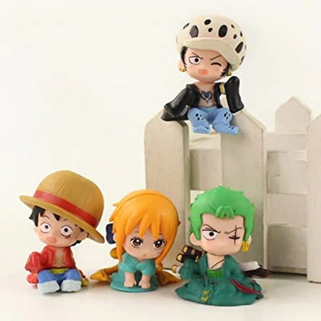 One Piece Anime Action Figures Set of 4 Luffy Zoro Nami Gasha - Image 5