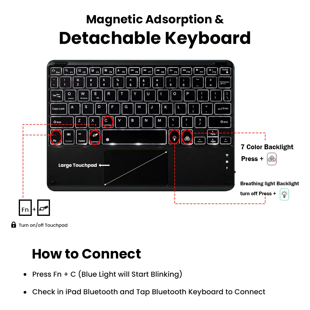 OP103T Keyboard Case Cover for Oppo Pad Air 10.36 inch - Image 7