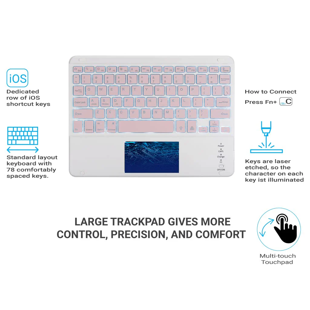 TECPHILE - PS11T Wireless Keyboard Case For iPad - Image 26