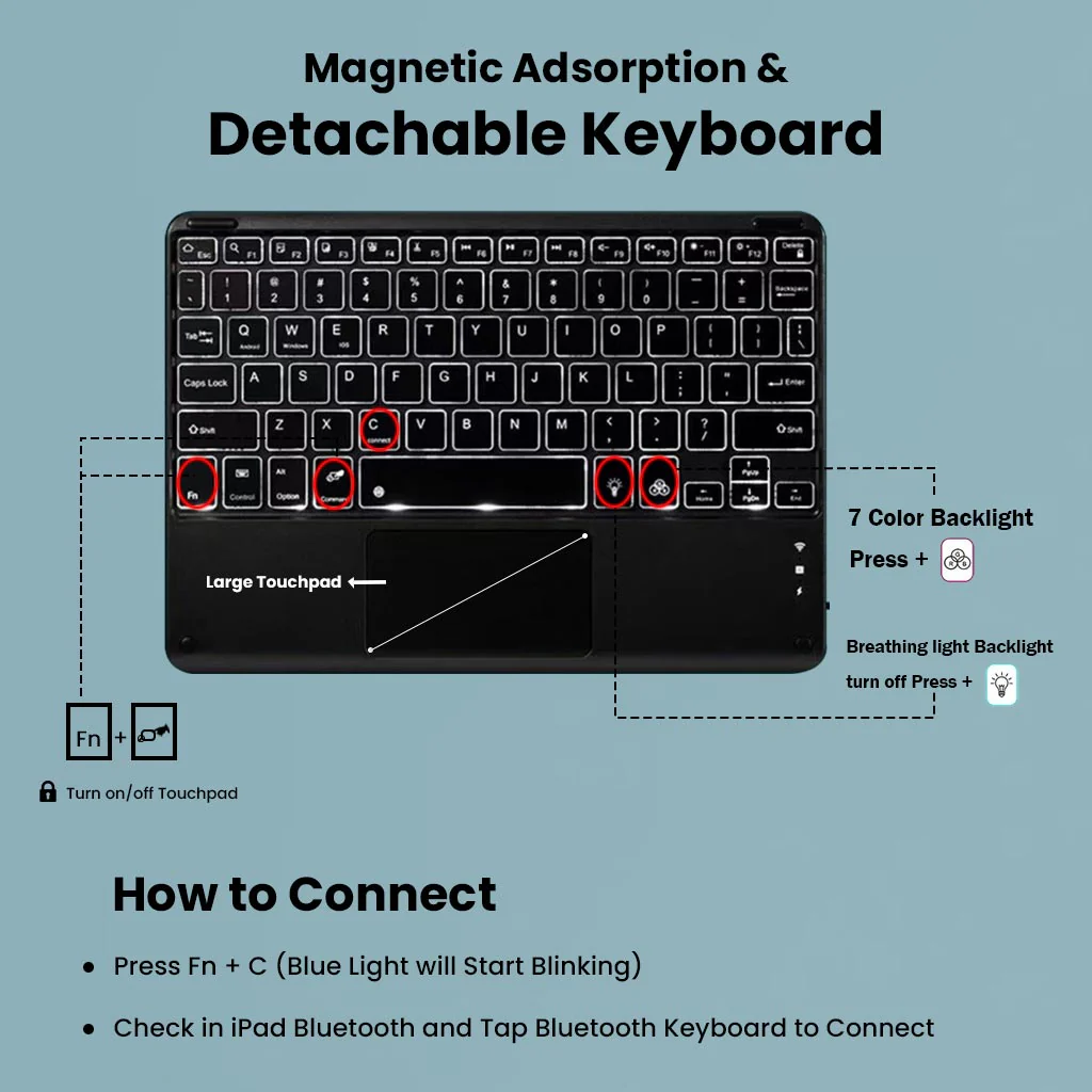 PST-M11 Keyboard Case for Lenovo Tab M11, Moto Pad 60 Neo, Lenovo Idea Tab, Tab K11/K11 Gen 2 11-inch - Image 7