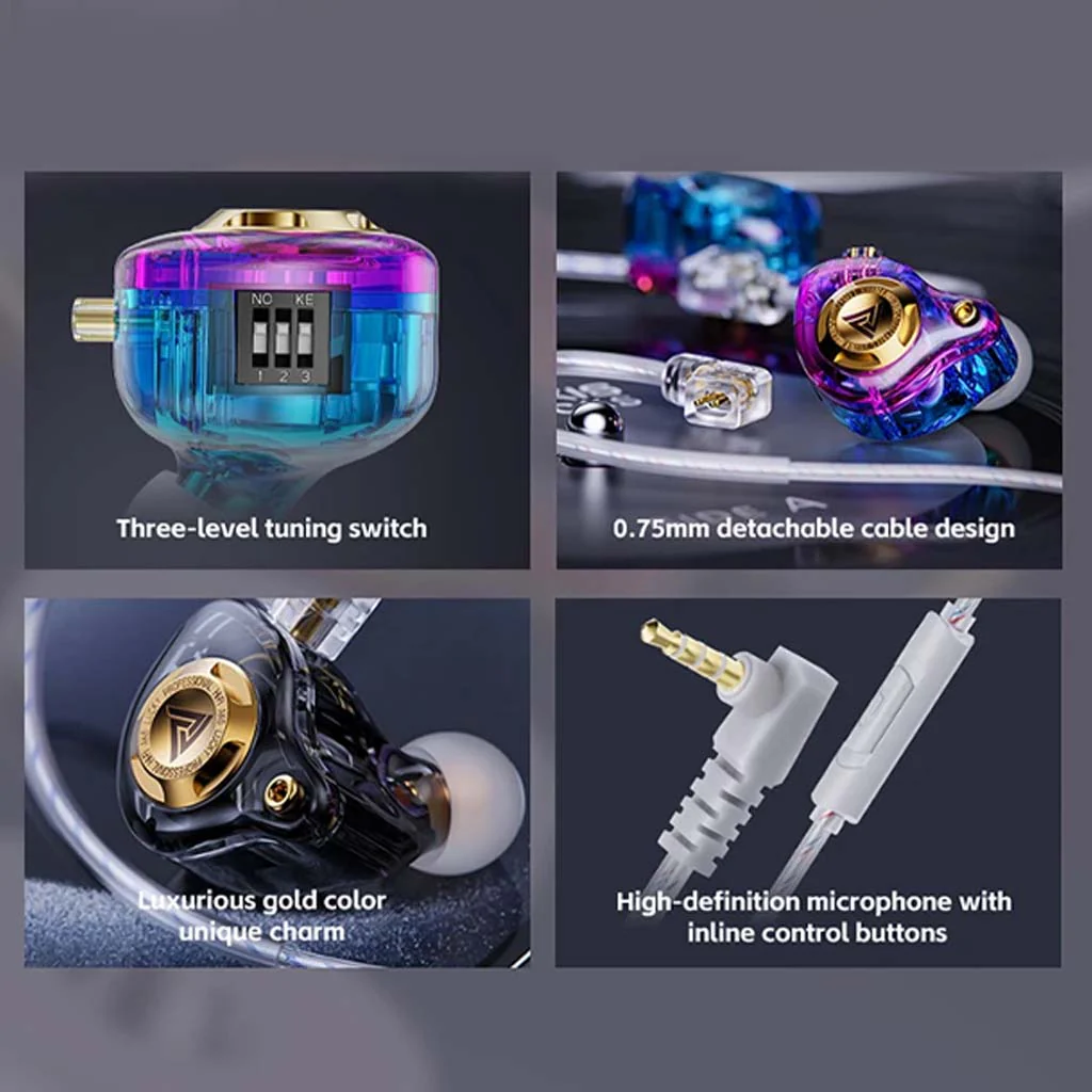 QKZ- AK6 Lucky IEM with 3 Custom Tuning Modes - Image 4
