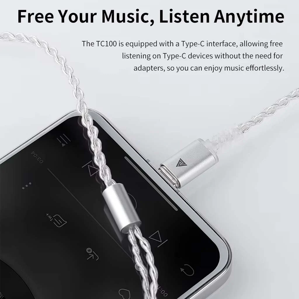 QKZ - TC100 IEM to USB Type-C Audio Cable with Inline HD Microphone - Image 6