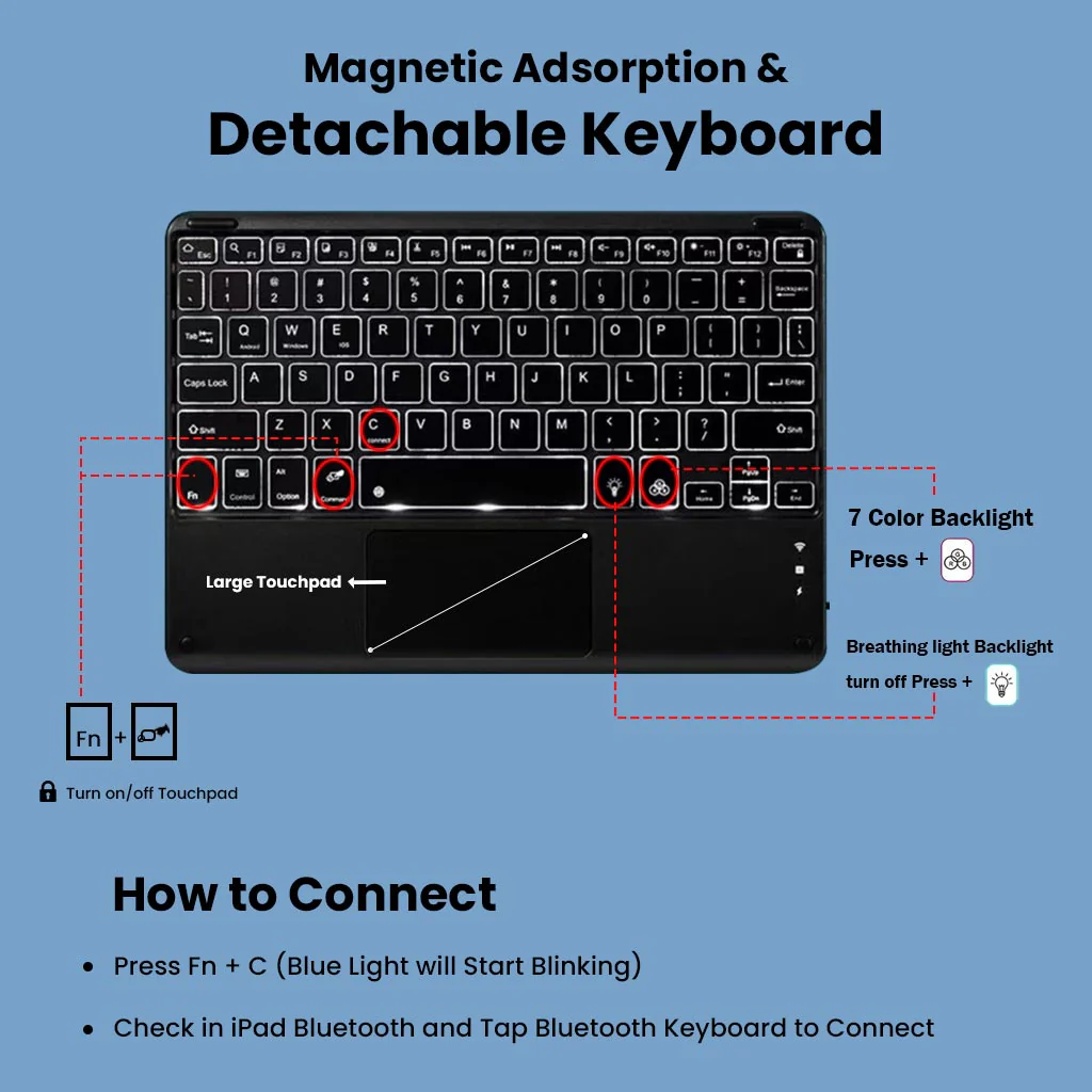 RM121 Keyboard Case for Xiaomi Redmi Pad 2 Pro, Redmi Pad Pro 12.1-inch - Image 5