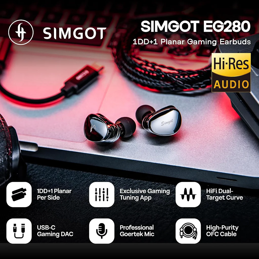 SIMGOT – EG280 1 DD + 1 Planar Gaming IEM - Image 2