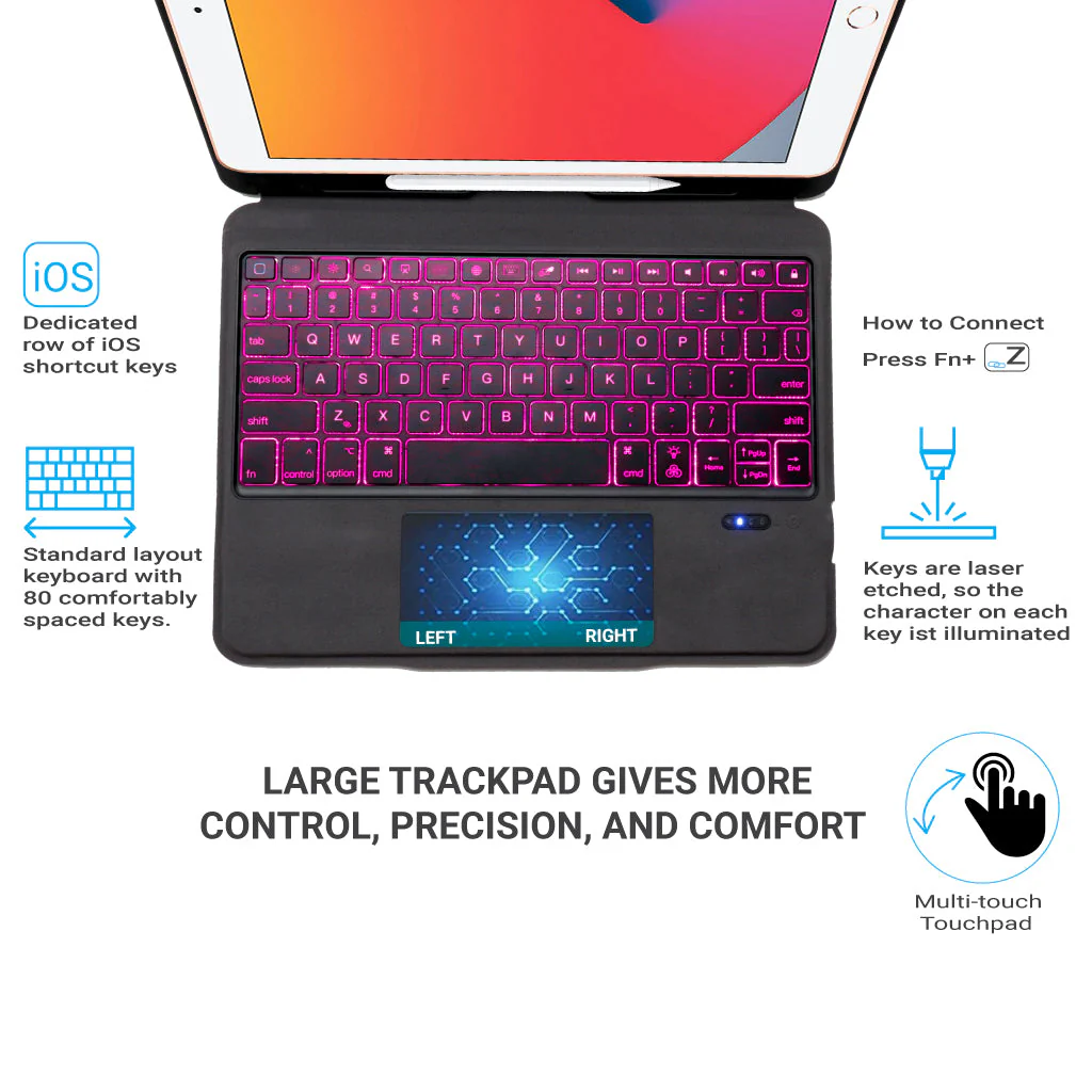 TECPHILE - T5207D - Wireless Keyboard Case for iPad - Image 3