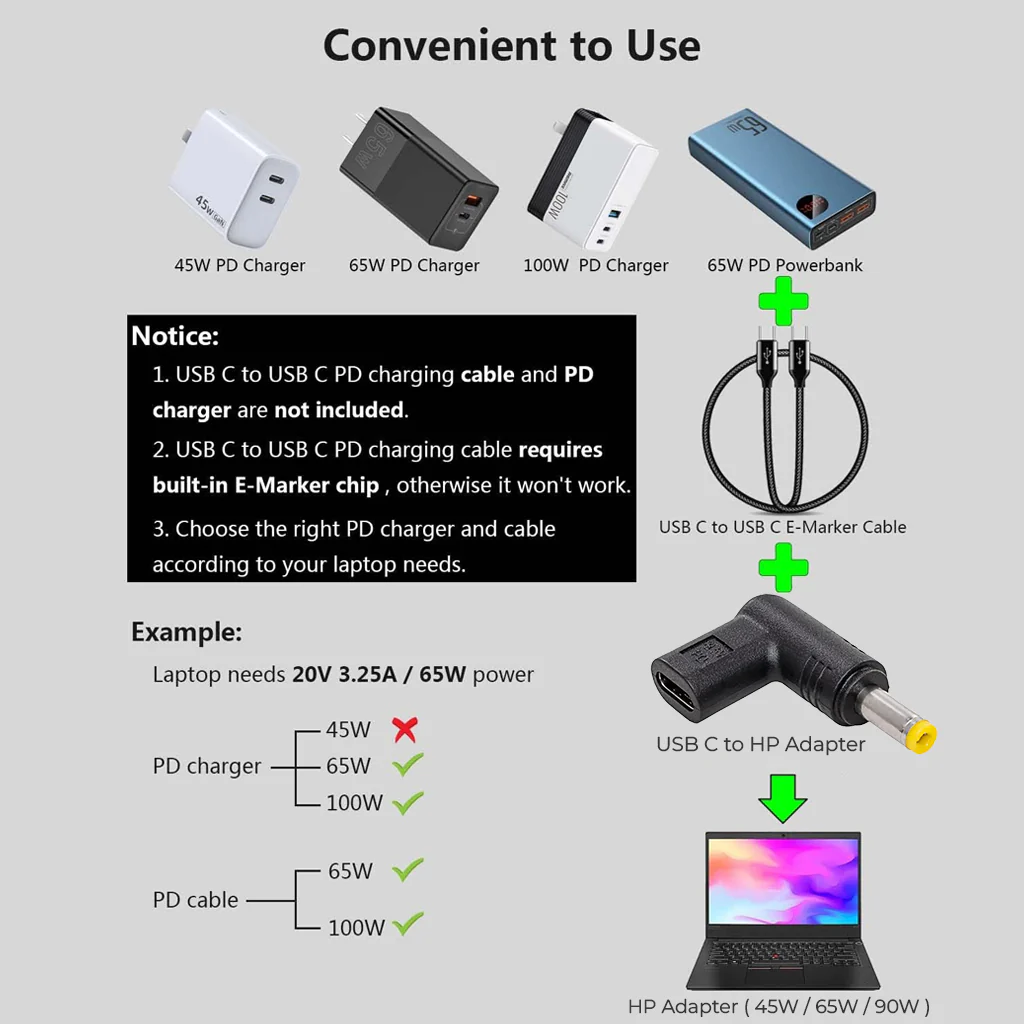 TECPHILE - 100W Type C Female to HP Laptop Adapter - Image 19