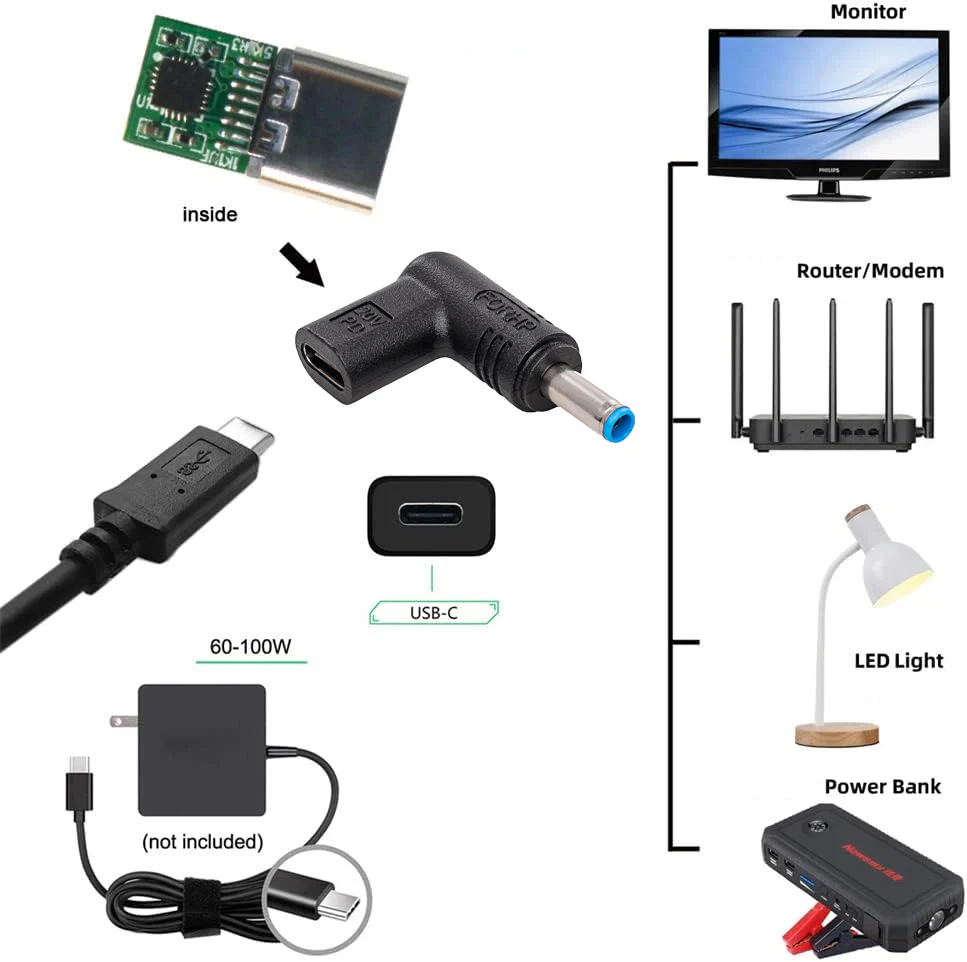 TECPHILE - 100W Type C Female to HP Laptop Adapter - Image 4