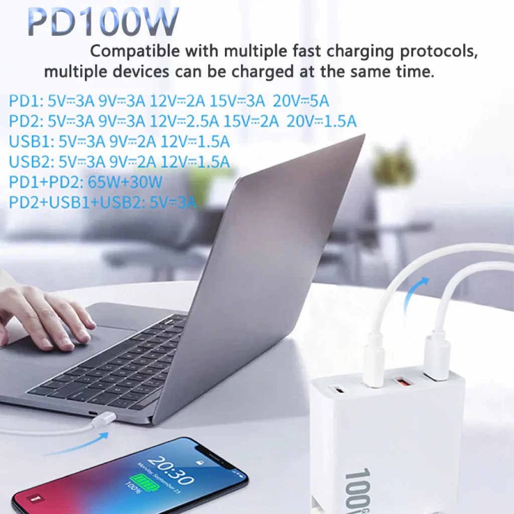 TECPHILE - 100W Four-Port GaN Wall Charger - Image 6
