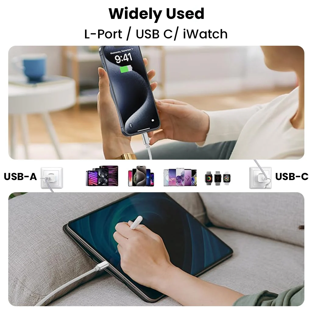 AUDIOCULAR- 100W PD 3-in-2 Fast Charging Multi Cable with 3 Ports (5ft/1.5m) - Image 3