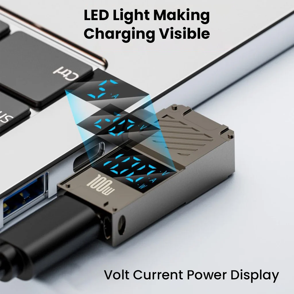 TECPHILE- 100W PD Type-C to DC Adapter with Digital Display for HP Laptop - Image 3