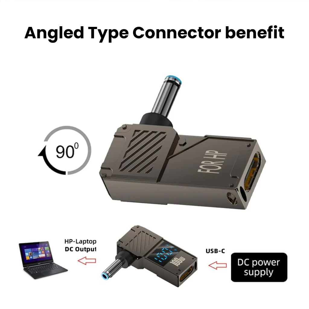 TECPHILE- 100W PD Type-C to DC Adapter with Digital Display for HP Laptop - Image 5