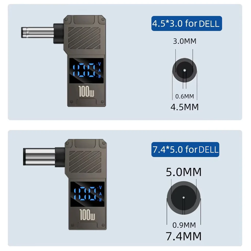 TECPHILE 100W PD USB C to DC Adapter with Digital Display for DELL Laptop - Image 2