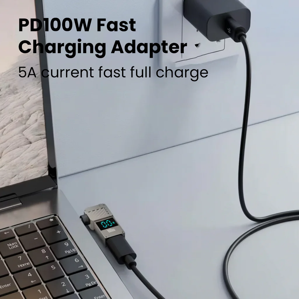 TECPHILE 100W PD USB C to DC Adapter with Digital Display for DELL Laptop - Image 8