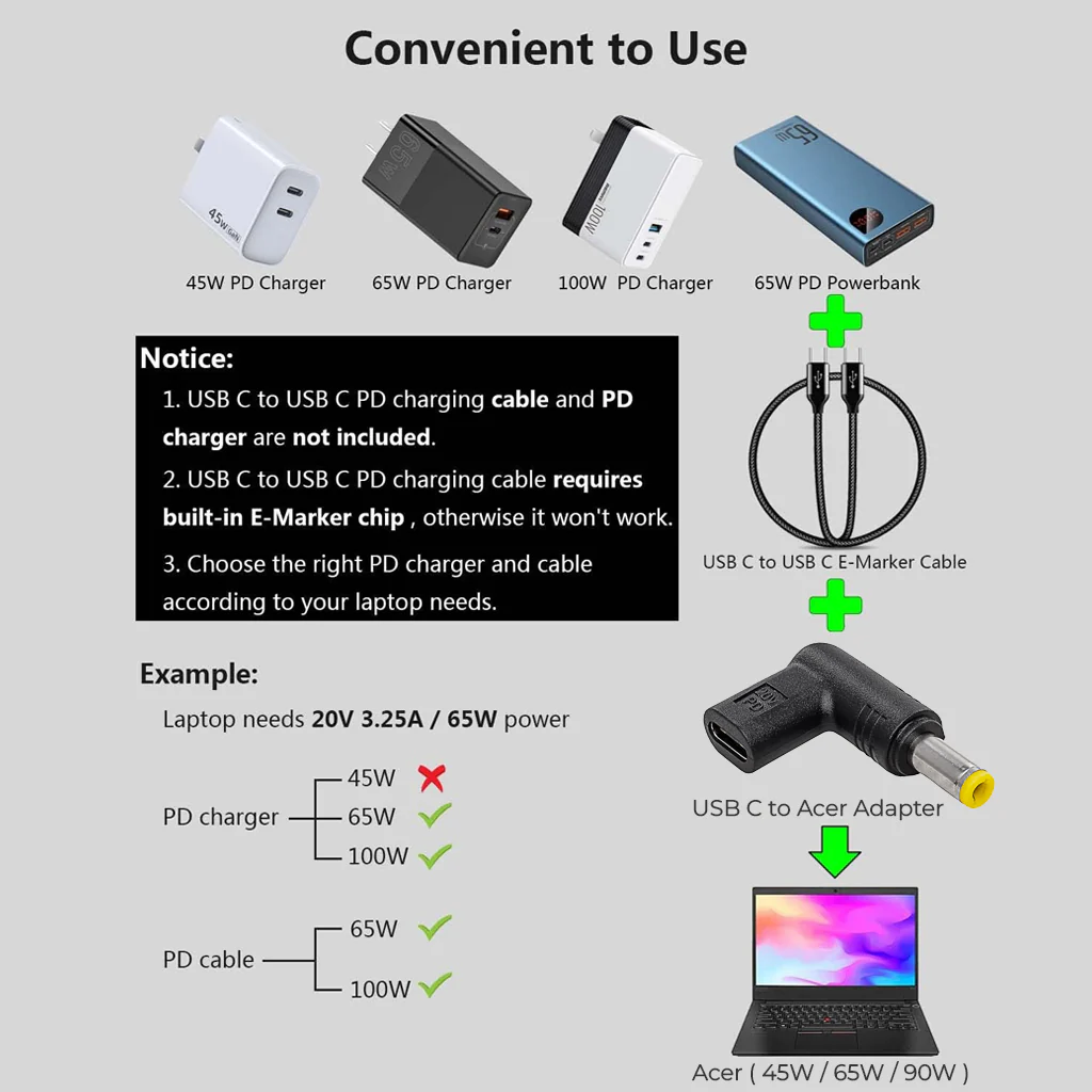 TECPHILE - 100W Type C Female to Acer Laptop Adapter - Image 6
