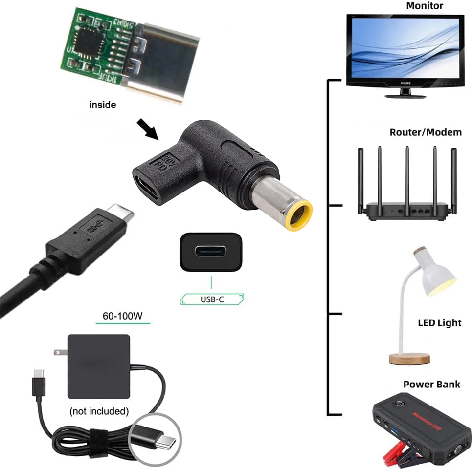 TECPHILE - 100W Type C Female to Lenovo Laptop Adapter - Image 11