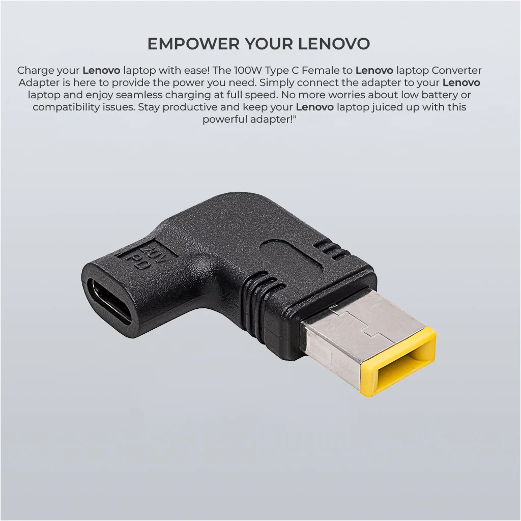 TECPHILE - 100W Type C Female to Lenovo Laptop Adapter - Image 3