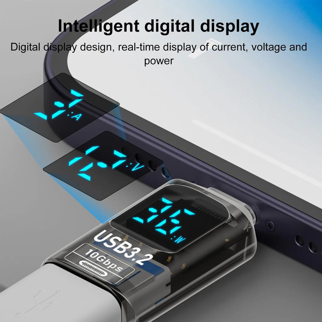 TECPHILE- 100W Type C Male to USB Female OTG Adapter with Digital Display - Image 4