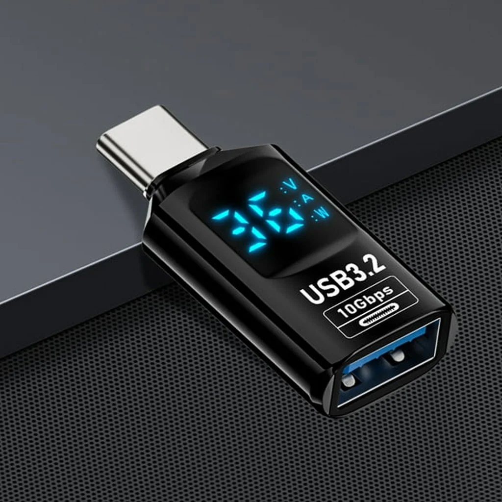 TECPHILE- 100W Type C Male to USB Female OTG Adapter with Digital Display - Image 5